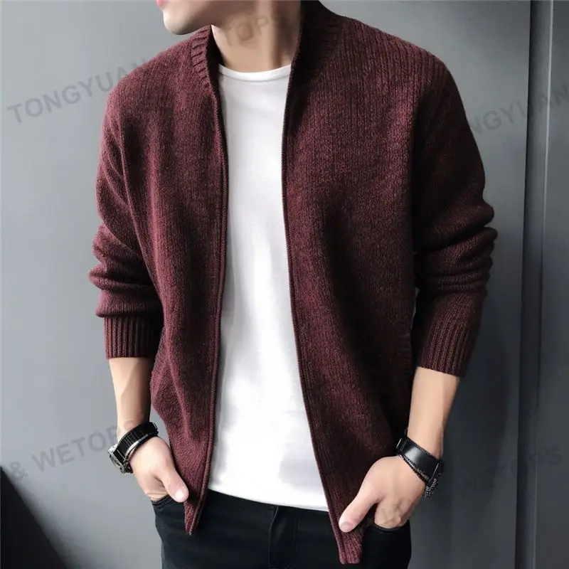2023 autunno inverno personalizzato cardigan uomo stand collo maglione  manica lunga personalizzare il maglione con cerniera a v collo a v