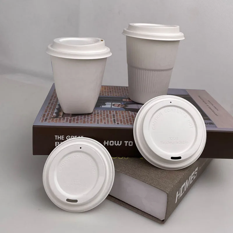 Pet Dome Disposable Coffee For Two Colors Bulk Cups Compostable Sugarcane Biodegradable Paper Cup Lid Cover