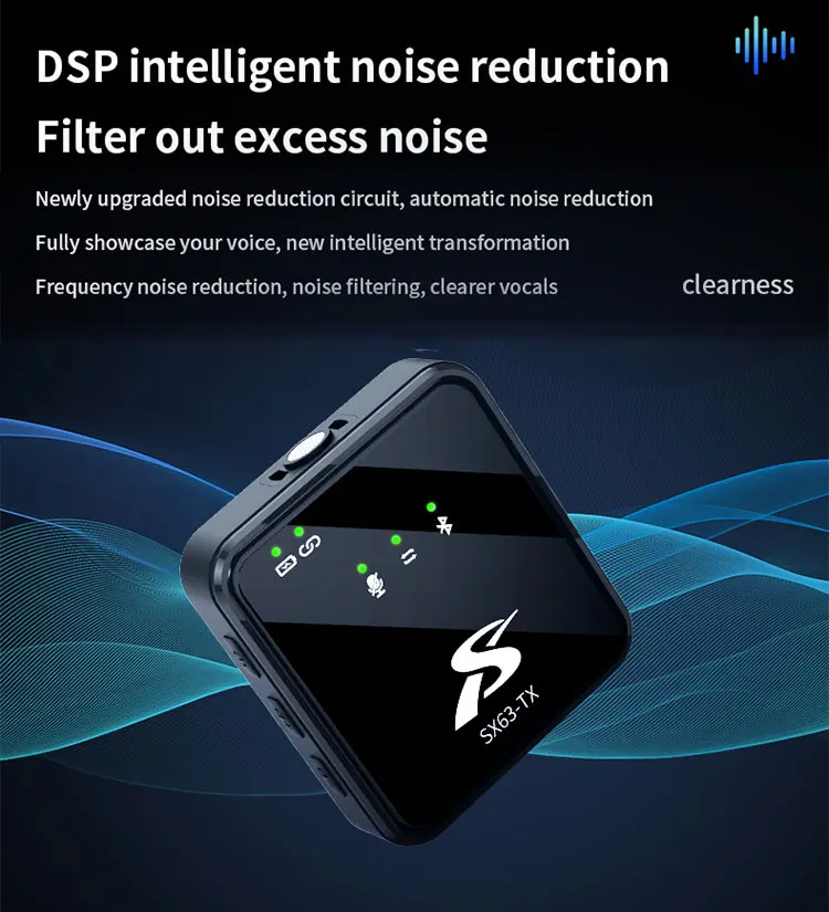 SX63 Collar Wireless Mic Portable Live Streaming Lavalier Mini Lapel Microphone With Charging Case For Mobile Cell Phone Iphone