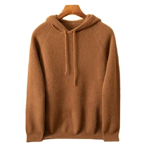 Custom Logo Men's Knitted Pullover Wool Cashmere Hoodie Fashionable Crew Neck Winter Sweater