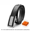 120cm,Black-crocodile-bone leather belt [full stee