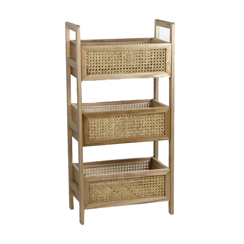 RATTAN STORAGE RACK - Light beige