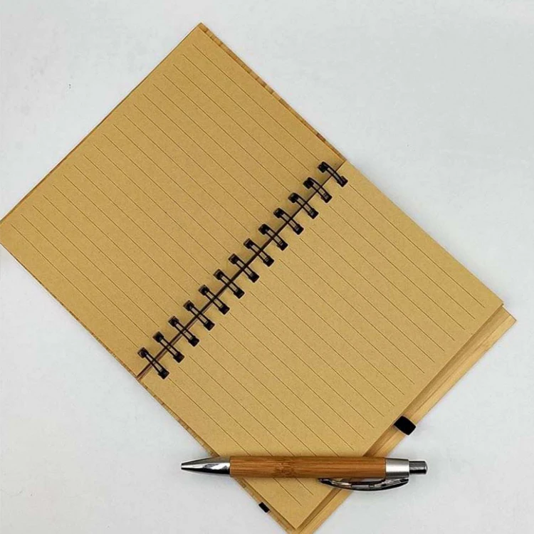Party Favor of Choice OEM Logo 70 Sheets Notebook Recycled Paper Gift Set Cover Bamboo Notebook