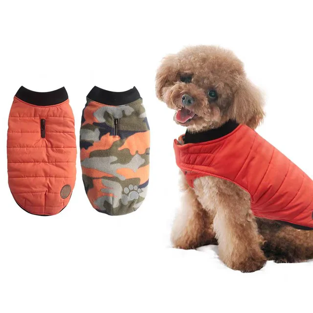 Fishprincess Luxury Winter Warm Dog Jacket Solid Print Polyester Vest for Puppy Teddy Cats Water Proof Coats