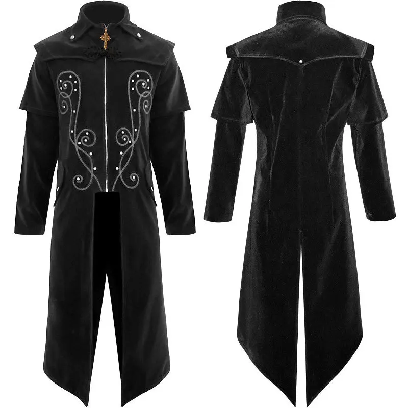 Manteau gothique victorien pour homme - Style gothique vintage - Costume de vampire - Costume de gentleman pour adulte - Veste de survêtement - Coupe classique - Trench vintage Steampunk got