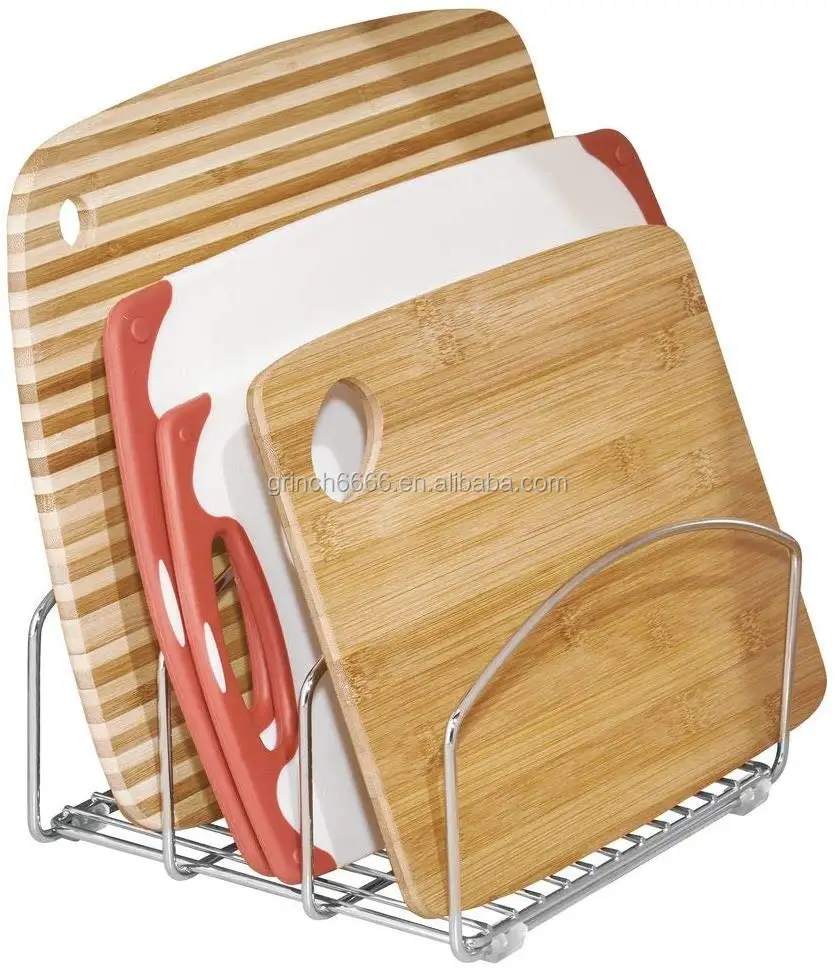 2020 Chrome Plated Bakeware Organiser Kitchen Bakeware Organiser Steel Baking Tray Rack and Cutting Board Holder