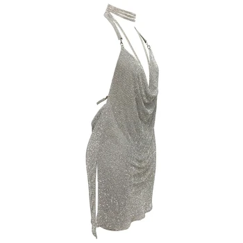 knee length dresses for ladies Vintage Thierry Mugler Crystal Metal Mesh Silk Gown  Recess