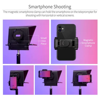 FEELWORLD Mini Teleprompter Support up to 8" Smartphone/Tablet Prompting Smartphone DSLR Shooting with Teleprompter Glass detail image