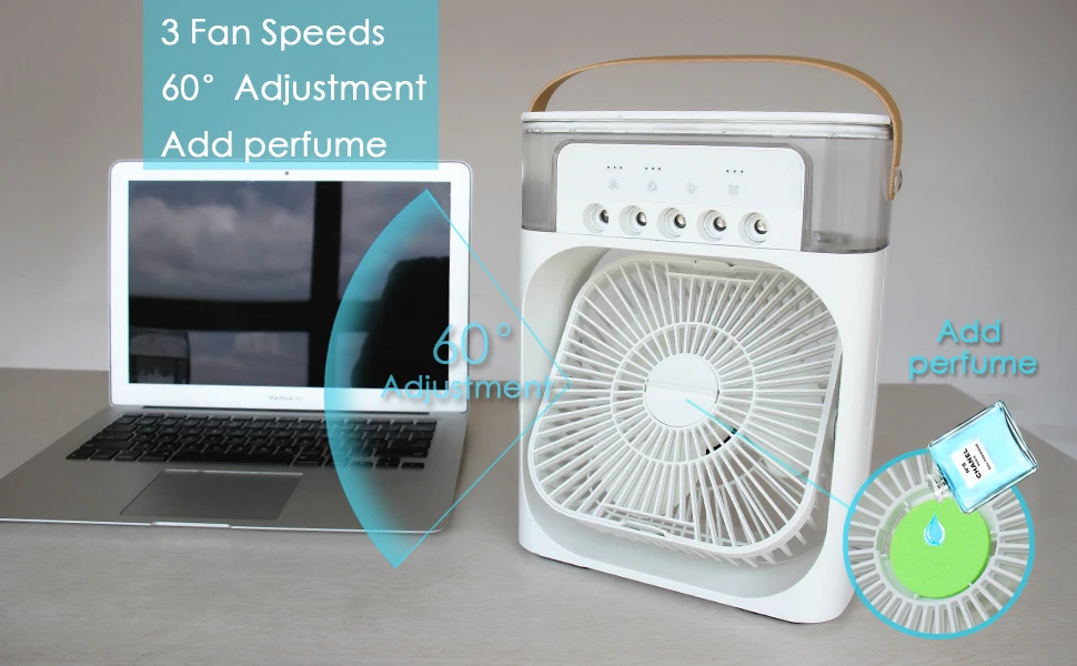 2024 New Portable Mini Desktop 7 Color Light Electric Spray Water air Cooler Fan with Humidifier