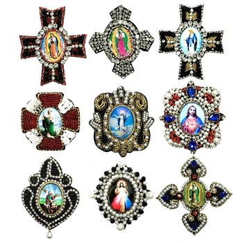 Sewing Jesus cross new jacket hat shoes crafts decal beaded rhinestone patch