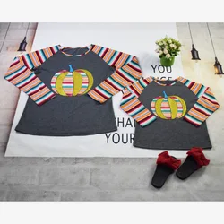 MM-089, новинка, модные футболки с длинным рукавом и принтом тыквы для мамы и меня, оптовая продажа, эксклюзивная одежда на Хэллоуин для детей и взрослых