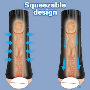 Dual-Channel Vibrating Male Masturbator Cup Real Vagina Sex Toy for Men High Quality Sex Toys Supplier