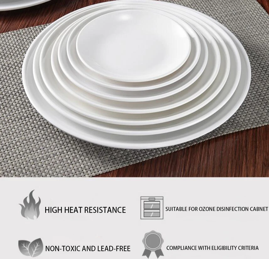 Home Restaurant Dinner Dishes Plates Custom Logo Melamine Solid White