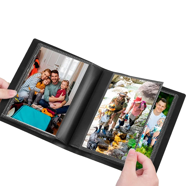 Customizable Small Size PP Cover Photo Album 4x6 Photos Black Inner Page with Strong Elastic Band