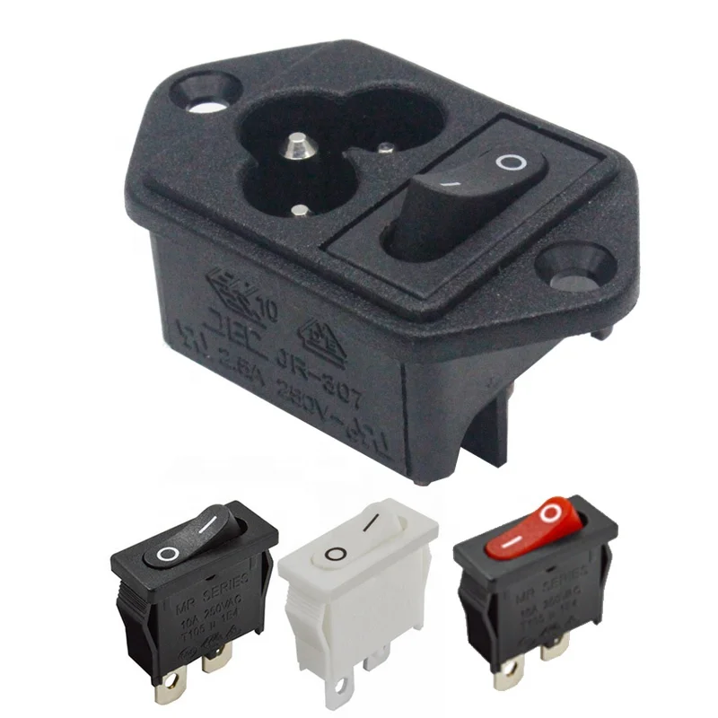 250V AC Power Socket IEC320 C6 3 Pin AC Socket with on OFF 2PIN Rocker Switch IEC AC Connector Outlet