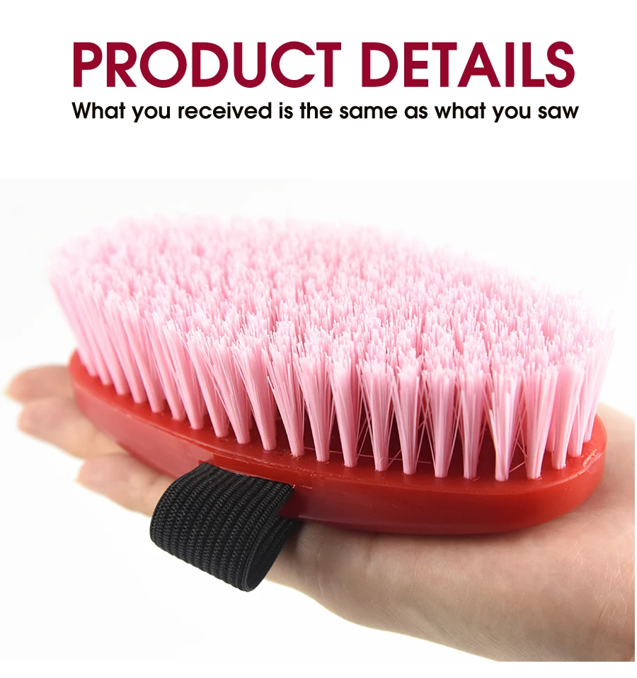 Ellipse Red Blue Plastic Horse Body Cleaning Brush Horse Hair Grooming