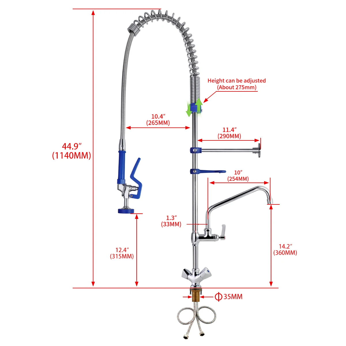 Professional SUS304 Brass Commercial Kitchen Faucet 360 Swivel Pull-Out Dual Handle Classic Style Industrial Design for Hotel factory