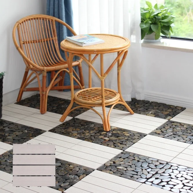 White Diy Decking Interlock Tiles Wpc for Balcony Roof Floor