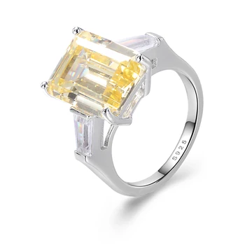 Fashion jewelry sterling silver diamond engagement ring yellow ircon stone ring for women