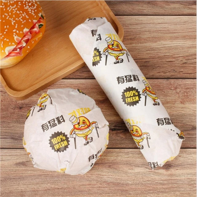 Custom logo printing hamburger packaging grease proof tissue paper sandwich wrapping deli paper shawarma food grade wax paper