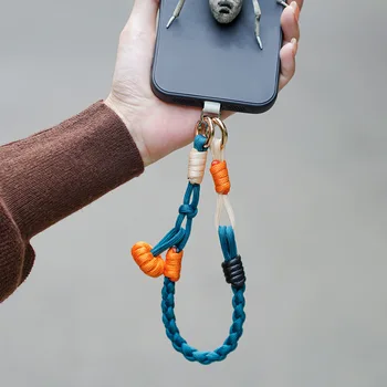 High-End Nylon Halloween Phone Lanyard with Pumpkin Pendant Hand-Woven New Year Wrist Strap for Parties