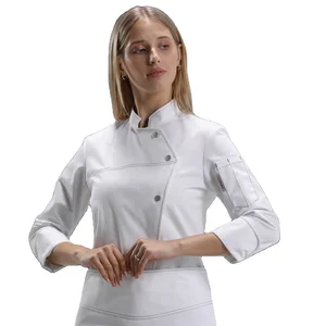 Modern Japanese Style T/C 65/35 Chef Top Jacket Custom Logo Restaurant & Bar Uniforms for Men and Women