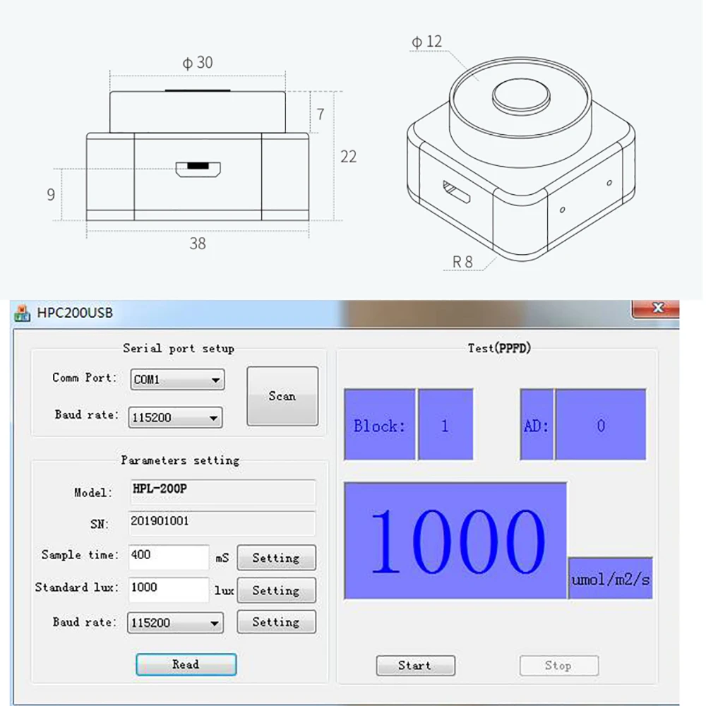 Hopoo Portable Spectrometer Par Meter PPFD Meter