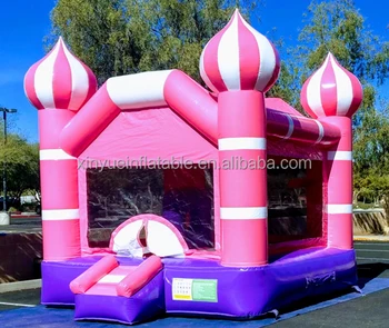 Pink inflatable kids bouncy castle made with 0.55 mm pvc tarpaulin from xinyue Inflatables