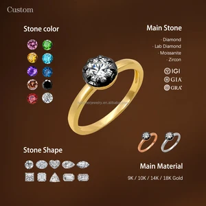 AU585 14K Solid Gold Moissanite & Lab Diamond Ring  Trendy Style Gold Jewelry Series Certified Third Party