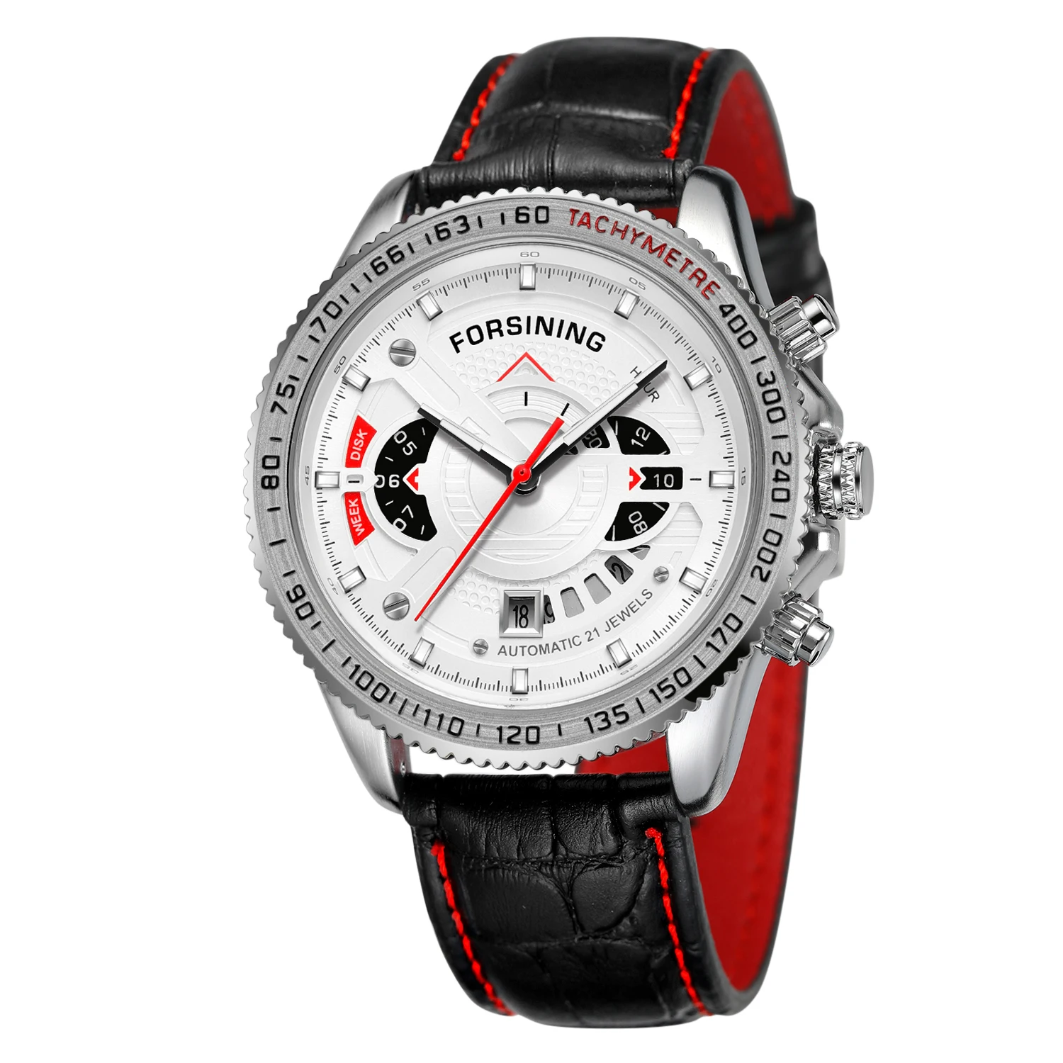 FORSINING FSG8206 Popular Shenzhen Gents Quartz Watch Exclusive PU Leather Strap Waterproof Calender Moq 1 Travel Watch Kit