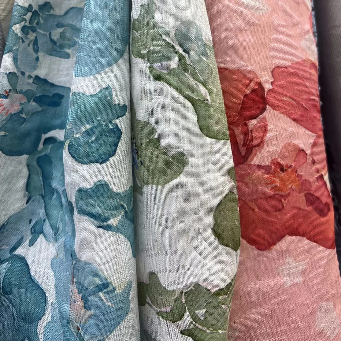 High Quality 100% Polyester Jacquard Printing Linen-Look Fabric for Garments and Dresses