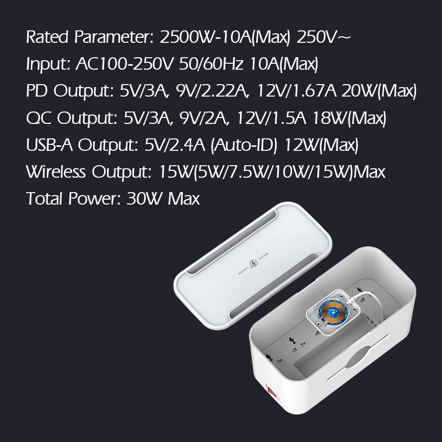LDNIO SN5311W Management Power Strip Box 5 Port 3 USB  Wireless Charger POWER SOCKET