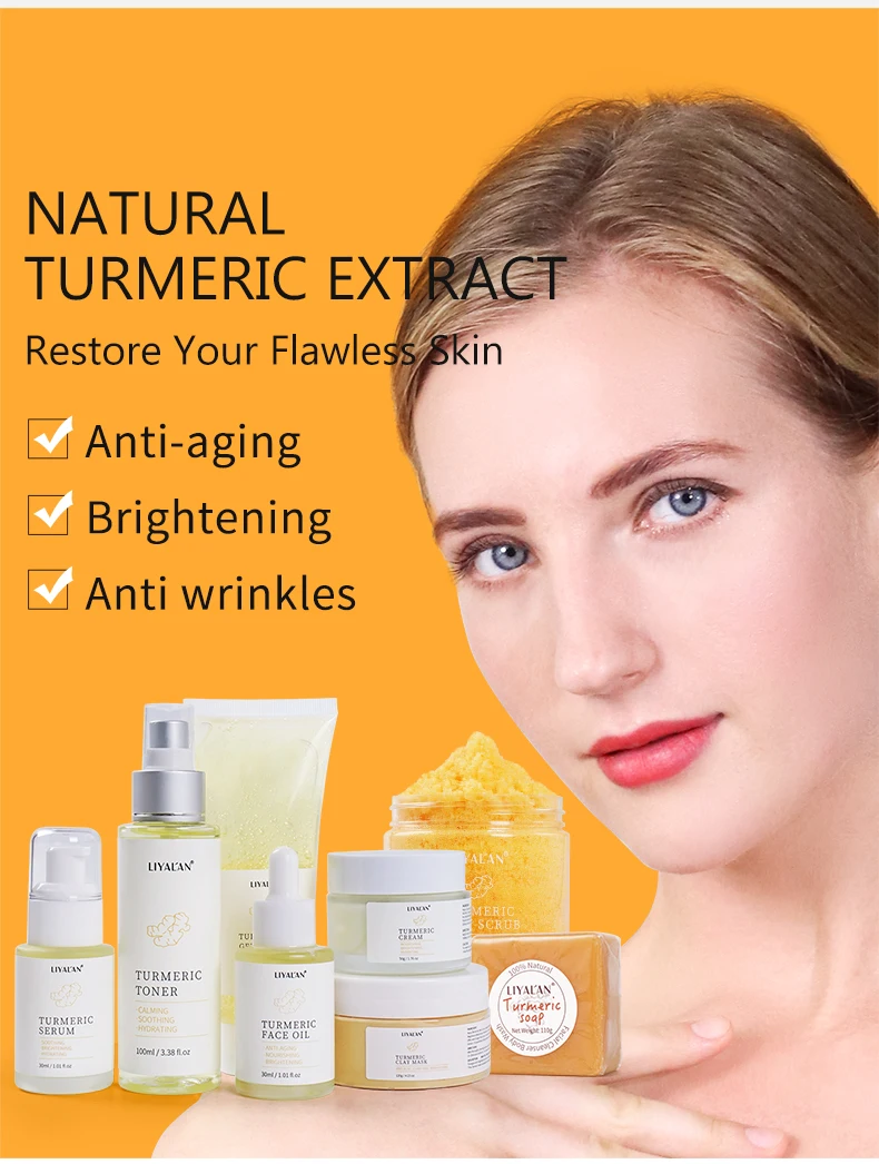 Private Label Skincare Products Organic Tumeric Facial Kit Brightening ...