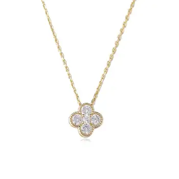 Vana S925 sterling sliver fashion lucky four leaf clover necklace for women lucky leaf clover necklace