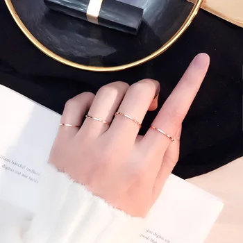 RFJEWEL Round Ring Plated Fashion Ring Gold Stainless Steel Wholesale Classical Supper Slim for Women and Ladies for Female 18k