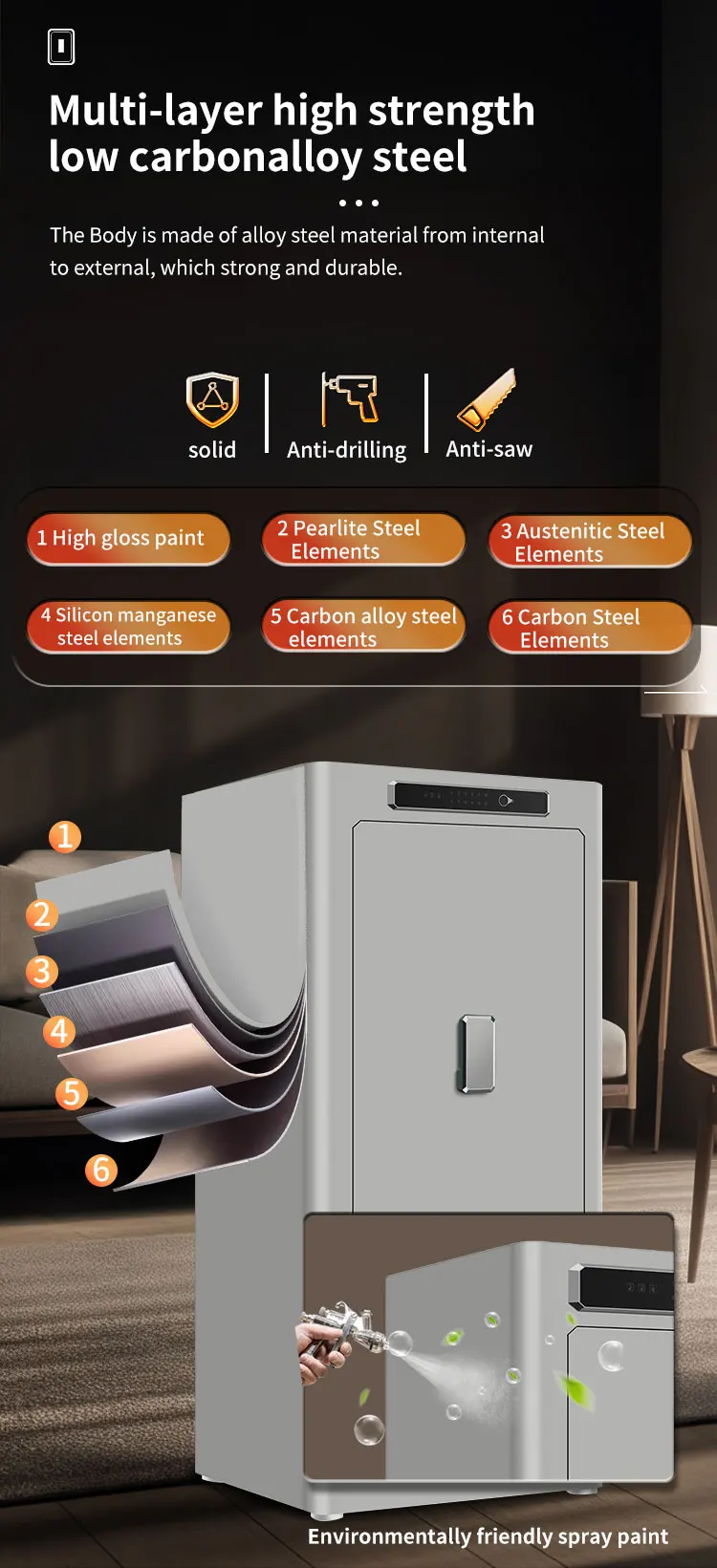 CEQSAFE High Quality Home Security Digital TUYA APP Wifi Fingerprint Safe Box Steel Household Storage Direct Factory Sale details