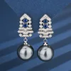 Blue Gray bead ear studs