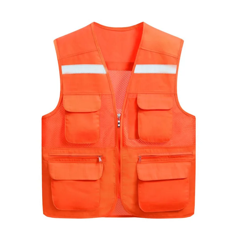 Customizable Logo High Visibility Neon Reflective Safety Vest Polyester with Pockets & Zipper for Working