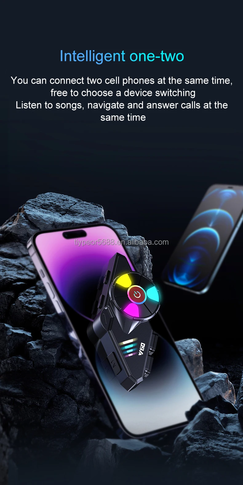 product tiypeor wireless waterproof dustproof helmet earphones support hands free calling connected two mobile phones long battery life-9