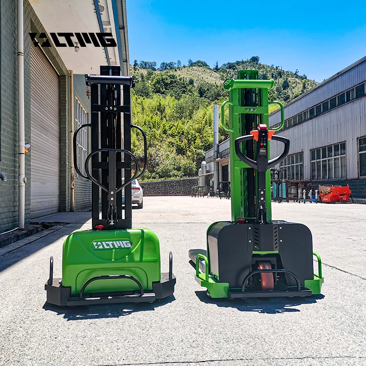 LTMG Portable Self Loading Stacker 500kg 700kg 1000kg Semi Electric Electric Pallet Truck 0.8-1.6m Lifting Height 48V/15AH