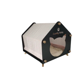 Small Wooden Indoor Dog Cat House Hut Cave Beds  Cat Dog Pet House For Indoor Wood Modern Cat House
