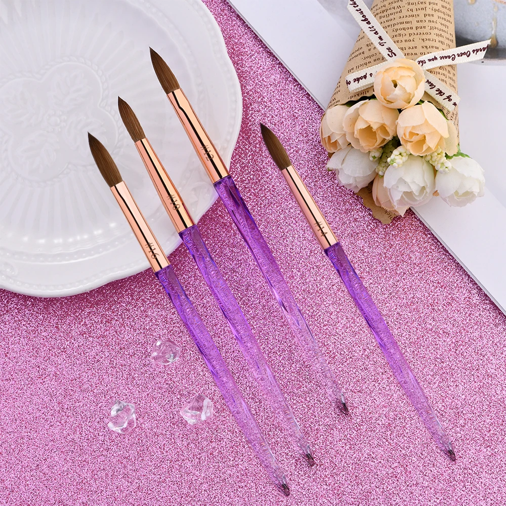 Nail Supplies Brushes Size 220 Purple Crystal Pole Acrylic Nail Brush