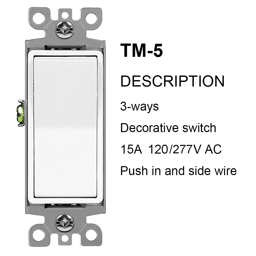 UL Listed 120/277 Volt 3 Way Rocker Switch Light Switch Electrical Wall Switch Sockets