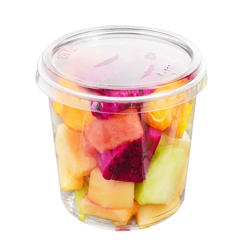 Hot Sale 117mm 16oz 32oz Food Grade PET Disposable Packaging Cups Custom Logo Containers for Fruits Salad Smoothies