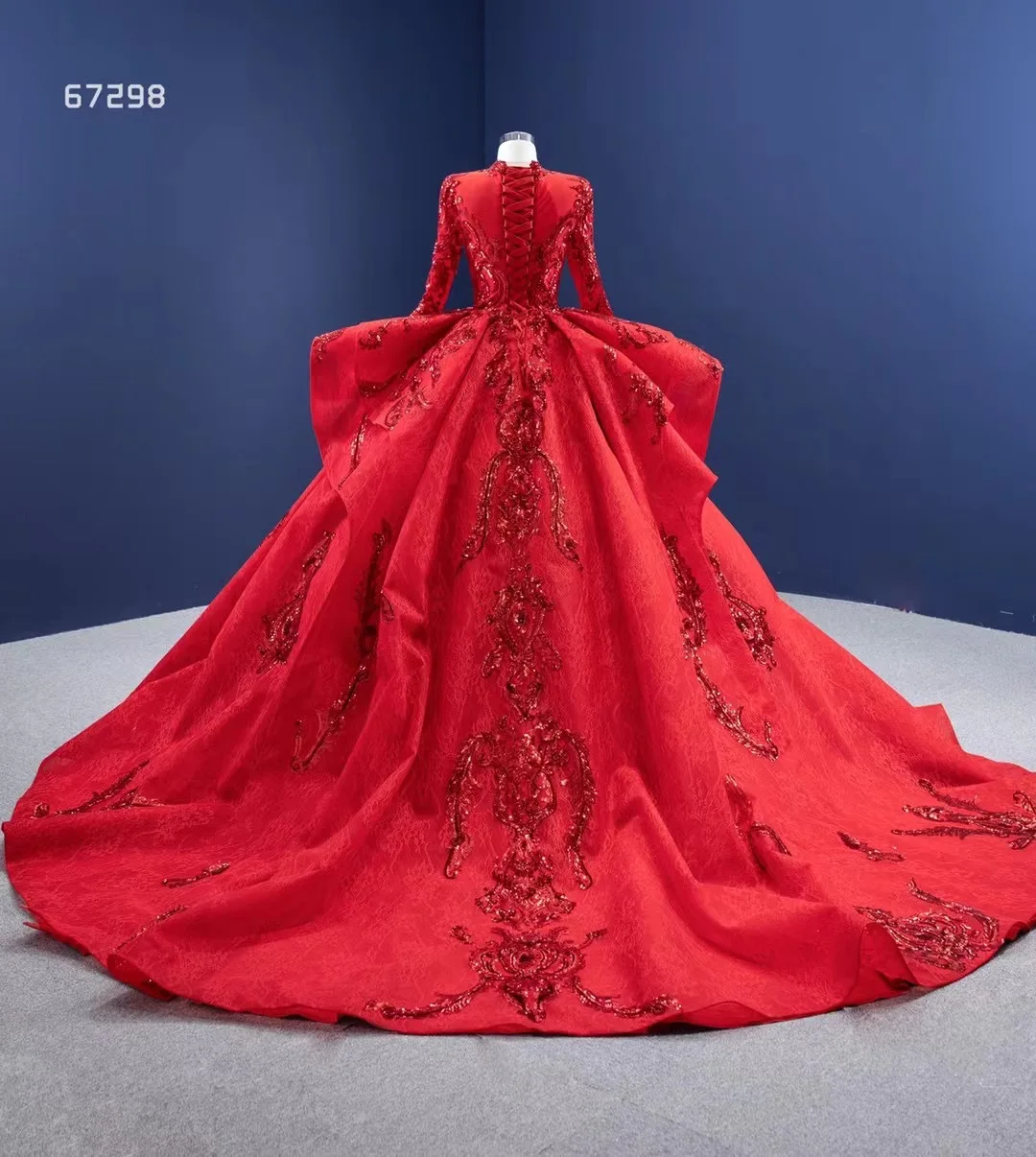 red muslim wedding dress Dark Red Long Sleeve Luxury Muslim Hijab Clothing Evening Caftan Dress Sultan Dress
