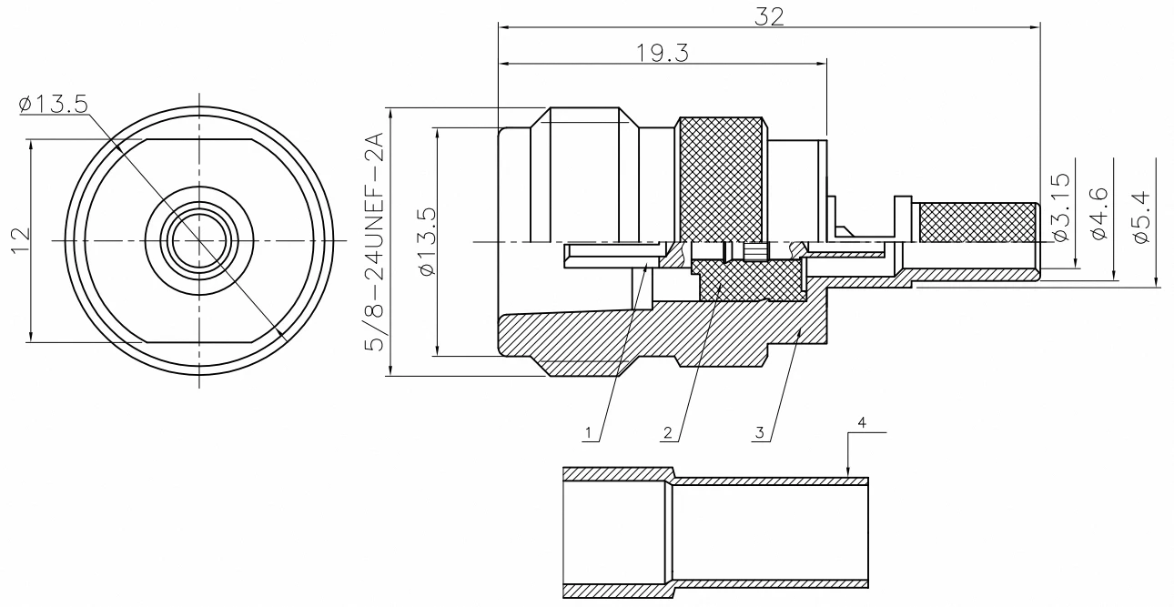 product wholesale n c k3 kirsite connector female n connector crimp rg58 rg142 n type connector-3