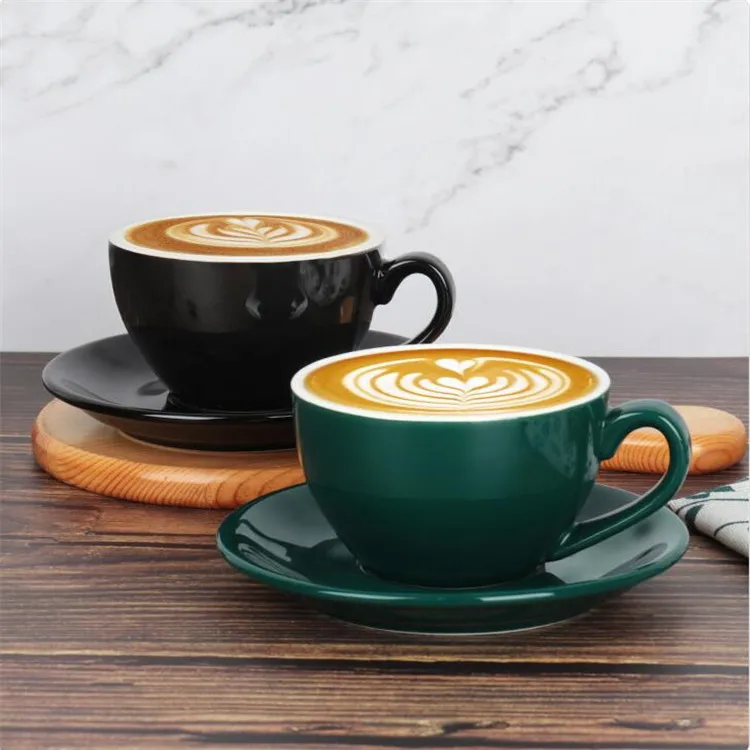 American Atelier Gold Rimmed Teacup And Saucer, Set Of 4, 7.6 Oz Ceramic  Espresso Latte Macchiato Cappuccino Coffee Cups With Reactive Glaze, Navy :  Target