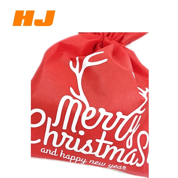 Wholesale Reusable Non Woven Fabric Drawstring Christmas Eco Shopping Gift Bags Christmas