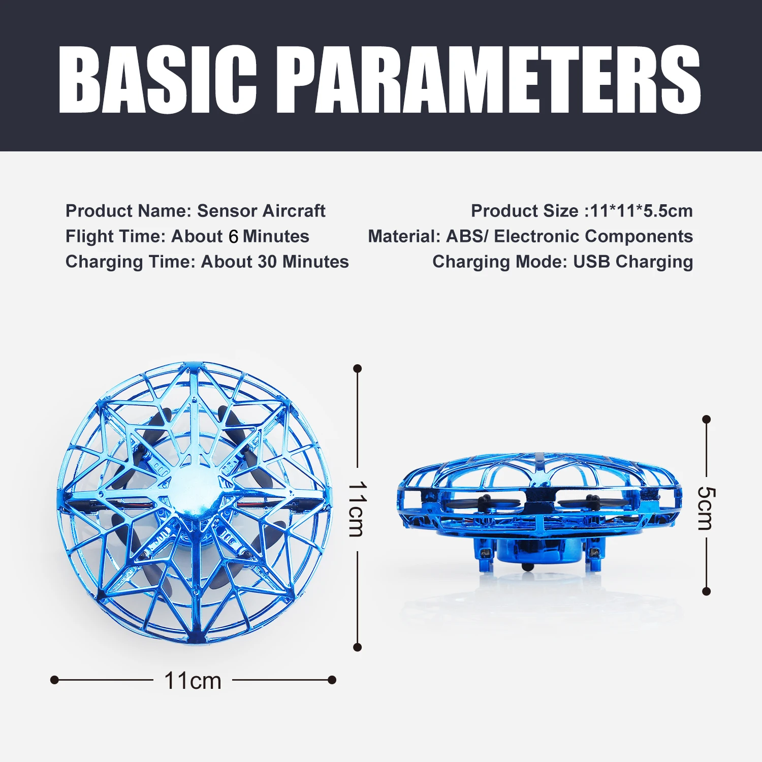 360 Rotating Hover Orb Magic Led Mini Drone Ufo Flying Spinner
