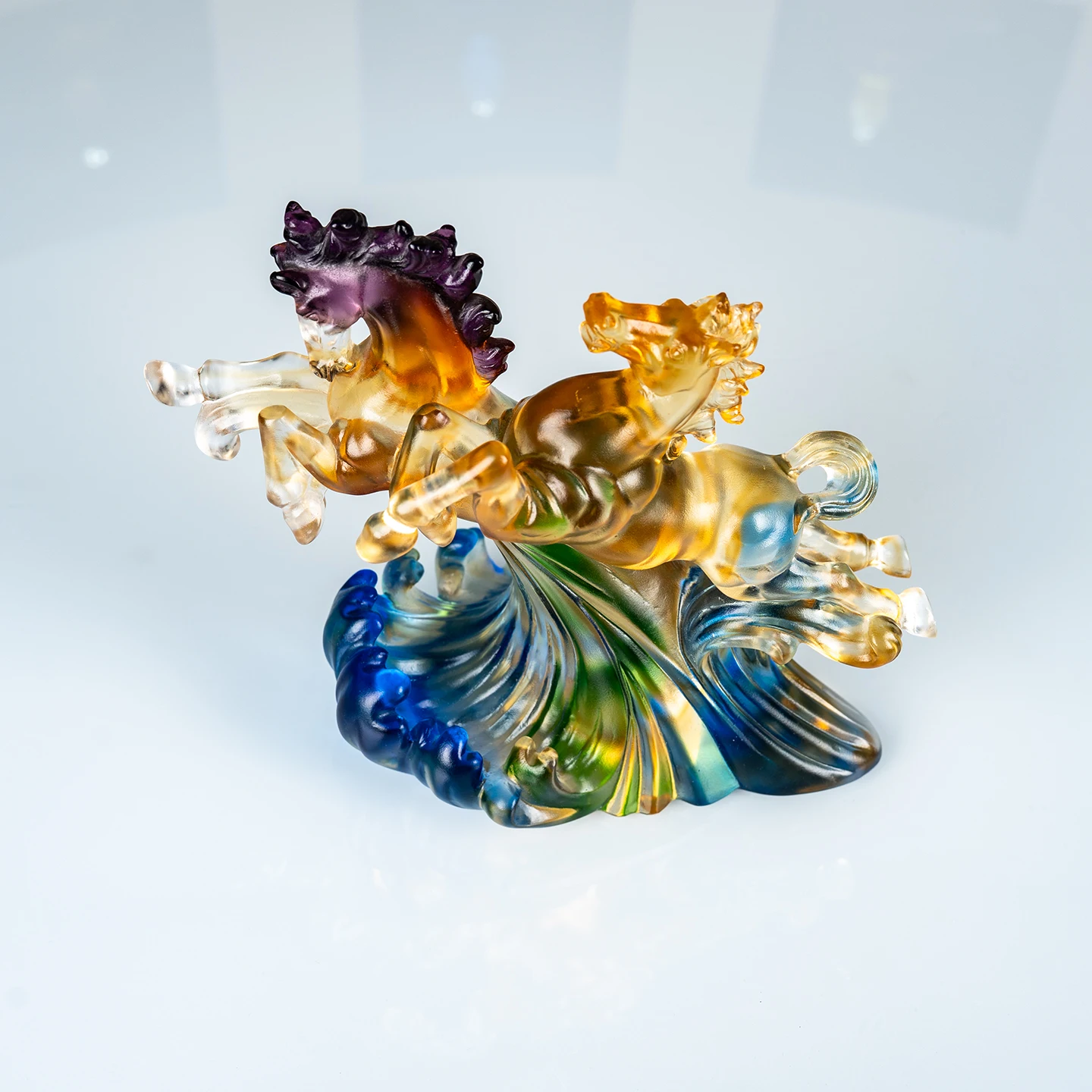 product small bridge decoration crafts enterprise annual contribution award 3d horse colored glaze crystal trophy award for gifts-8